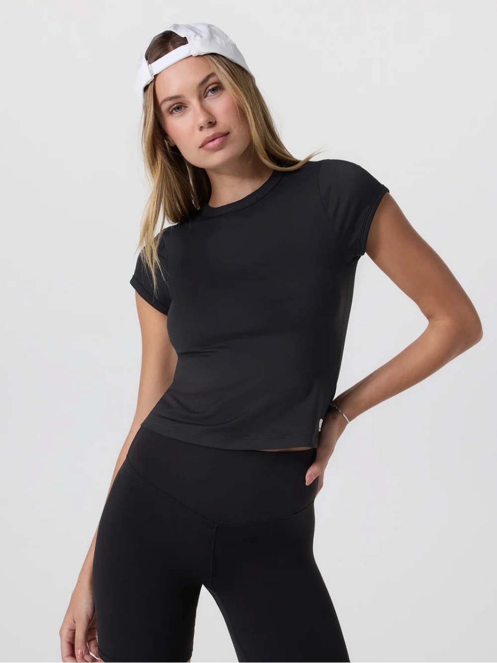 Vuori Black Crop Crewneck Tee